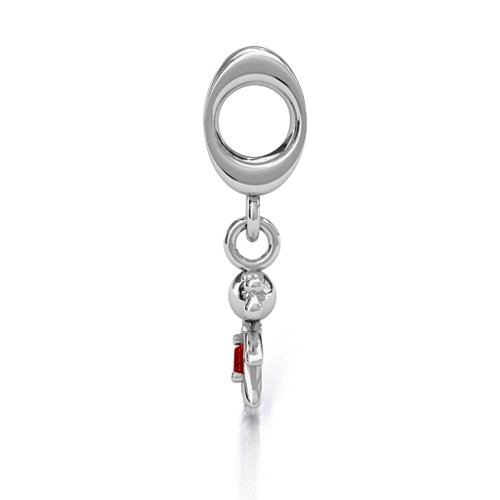 Happy Girl Bracelet Charm – Sterling Silver with Garnet