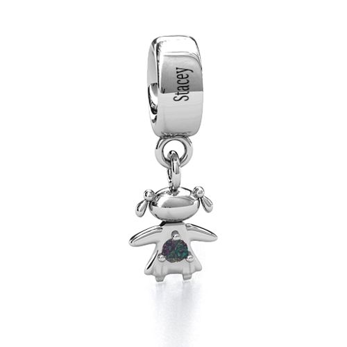 Happy Girl Bracelet Charm – Sterling Silver with Alexandrite