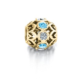 Zen Bracelet Charm in 9K Solid Yellow Gold with Blue Topaz and Cubic Zirconia
