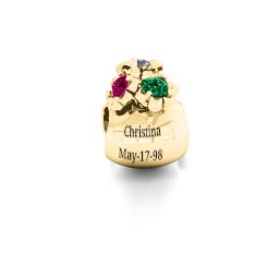 Say it with Flowers Bracelet Charm in 9K Solid Yellow Gold with Emerald, Ruby, and Cubic Zirconia