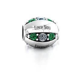 Imperial Deluxe Bracelet Charm in 925 Sterling Silver with Aquamarine, Cubic Zirconia, Emerald, Citrine, and Pink Tourmaline