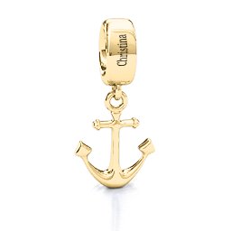 Anchor Bracelet Charm in 9K Solid Yellow Gold with Aquamarine, Cubic Zirconia, Emerald, Citrine, and Pink Tourmaline