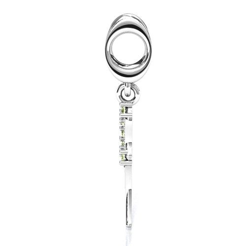 Wing With Stones Bracelet Charm – Sterling Silver with Peridot