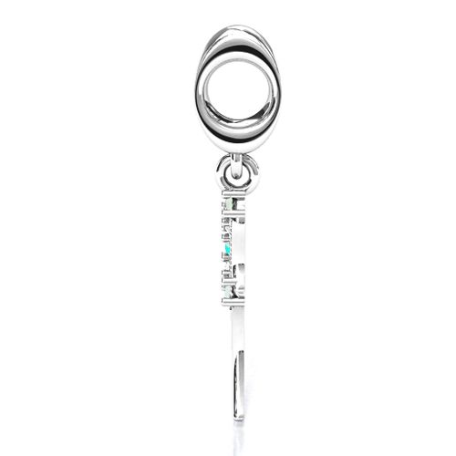 Wing With Stones Bracelet Charm – Sterling Silver with Opal