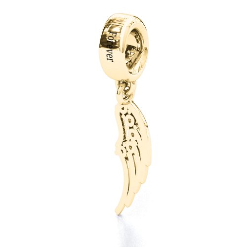 Wing With Stones Bracelet Charm – 9kt Yellow Gold with Amethyst