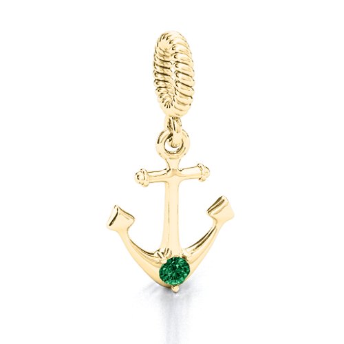 Anchor With Round Stone Bracelet Charm
