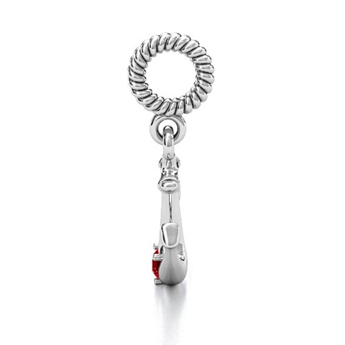 Anchor With Round Stone Bracelet Charm – Sterling Silver with Garnet