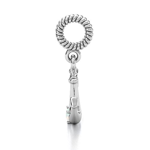 Anchor With Round Stone Bracelet Charm – Sterling Silver with Opal