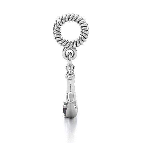 Anchor With Round Stone Bracelet Charm – Sterling Silver with Alexandrite