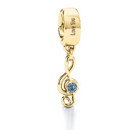 Dance With Me Bracelet Charm in 9K Solid Yellow Gold with Aquamarine, Cubic Zirconia, Emerald, Citrine, and Pink Tourmaline