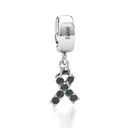 Awareness Ribbon Bracelet Charm in 925 Sterling Silver with Alexandrite