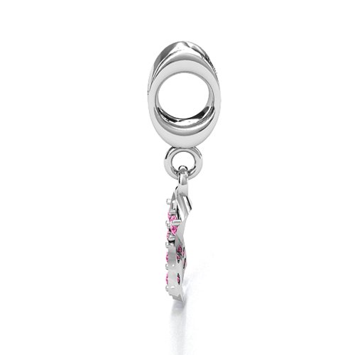 Awareness Ribbon Bracelet Charm – Sterling Silver with Pink Tourmaline