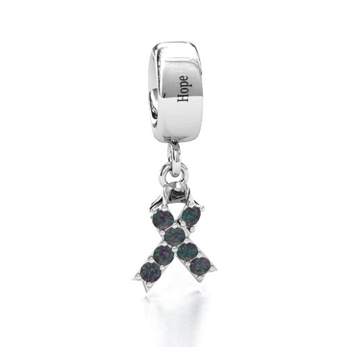 Awareness Ribbon Bracelet Charm – Sterling Silver with Alexandrite