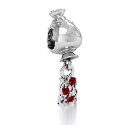 Aquarius Free Flowing Bracelet Charm in 925 Sterling Silver with Garnet