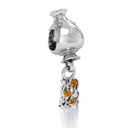 Aquarius Free Flowing Bracelet Charm in 925 Sterling Silver with Citrine