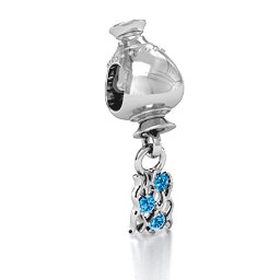 Aquarius Free Flowing Bracelet Charm in 925 Sterling Silver with Blue Topaz