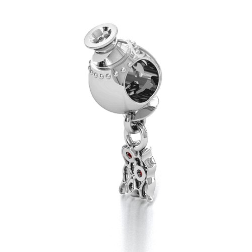 Aquarius Free Flowing Bracelet Charm – Sterling Silver with Garnet