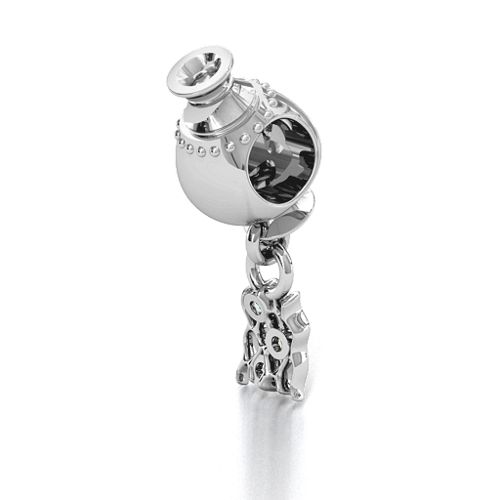 Aquarius Free Flowing Bracelet Charm – Sterling Silver with Opal