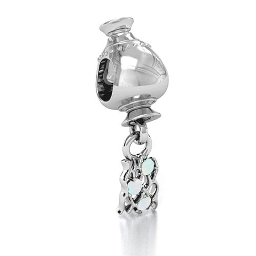 Aquarius Free Flowing Bracelet Charm – Sterling Silver with Opal