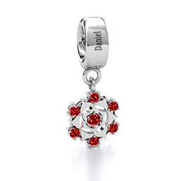 Seven Chakras Bracelet Charm in 925 Sterling Silver with Garnet