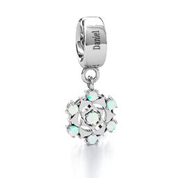 Seven Chakras Bracelet Charm in 925 Sterling Silver with Opal