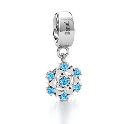 Seven Chakras Bracelet Charm in 925 Sterling Silver with Blue Topaz