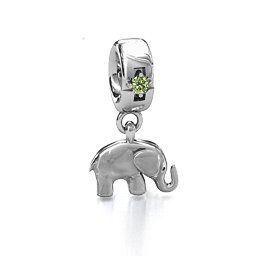Lucky Elephant Bracelet Charm in 925 Sterling Silver with Peridot