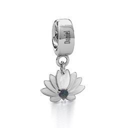 Splendid Lotus Flower Bracelet Charm in 925 Sterling Silver
