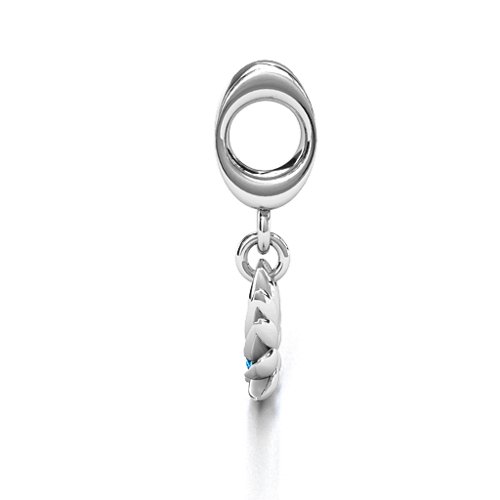 Splendid Lotus Flower Bracelet Charm – Sterling Silver with Blue Topaz