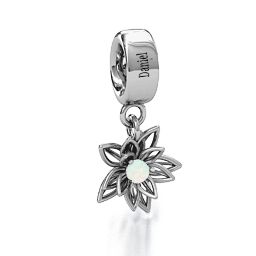 Lotus in Full Bloom Bracelet Charm in 925 Sterling Silver with Opal