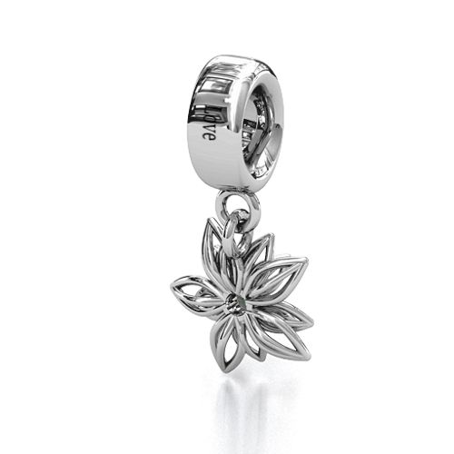 Lotus in Full Bloom Bracelet Charm – Sterling Silver with Alexandrite