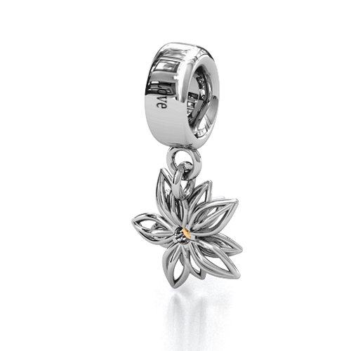 Lotus in Full Bloom Bracelet Charm – Sterling Silver with Citrine