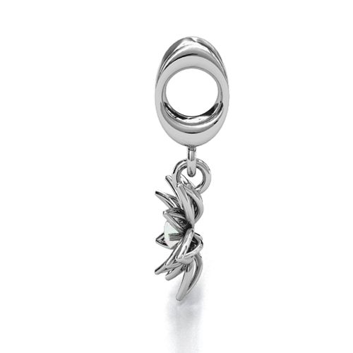 Lotus in Full Bloom Bracelet Charm – Sterling Silver with Opal