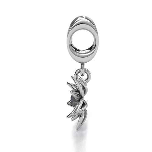 Lotus in Full Bloom Bracelet Charm – Sterling Silver with Alexandrite