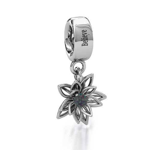 Lotus in Full Bloom Bracelet Charm – Sterling Silver with Alexandrite