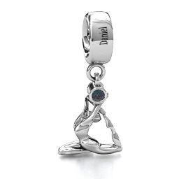 One Legged King Pigeon Yoga Bracelet Charm in 925 Sterling Silver with Alexandrite