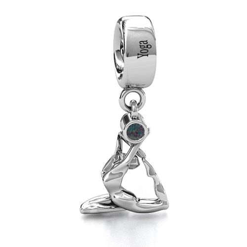 One Legged King Pigeon Yoga Bracelet Charm – Sterling Silver with Alexandrite