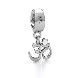Sound of Universe - Om Bracelet Charm in 925 Sterling Silver with Opal