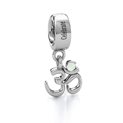 Sound of Universe - Om Bracelet Charm – Sterling Silver with Opal