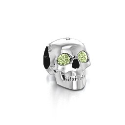 Bright Eyes Skull Bracelet Charm in 925 Sterling Silver with Peridot