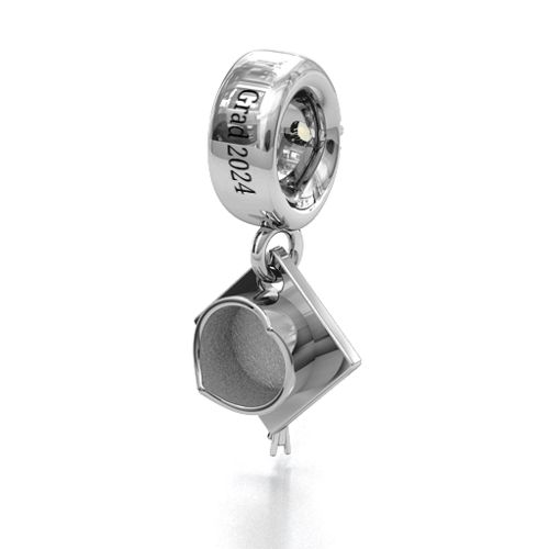 Graduate Cap Bracelet Charm – Sterling Silver with Opal