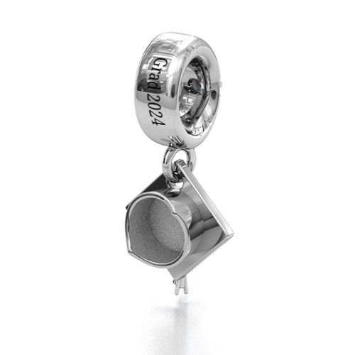 Graduate Cap Bracelet Charm – Sterling Silver with Alexandrite
