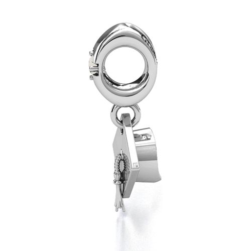 Graduate Cap Bracelet Charm – Sterling Silver with Opal
