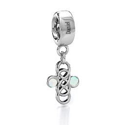Sisters Forever Bracelet Charm in 925 Sterling Silver with Opal
