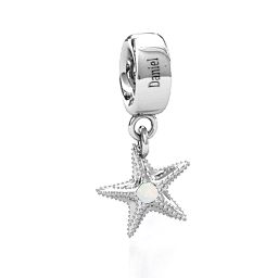 Starfish Bracelet Charm in 925 Sterling Silver with Opal