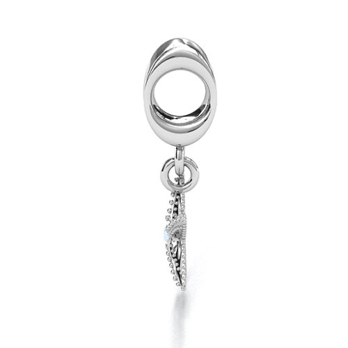 Starfish Bracelet Charm – Sterling Silver with Aquamarine