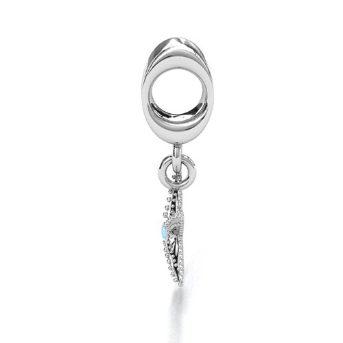 Starfish Bracelet Charm – Sterling Silver with Blue Topaz