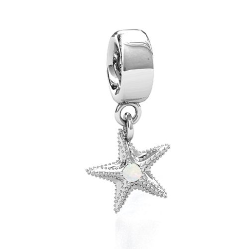 Starfish Bracelet Charm – Sterling Silver with Opal