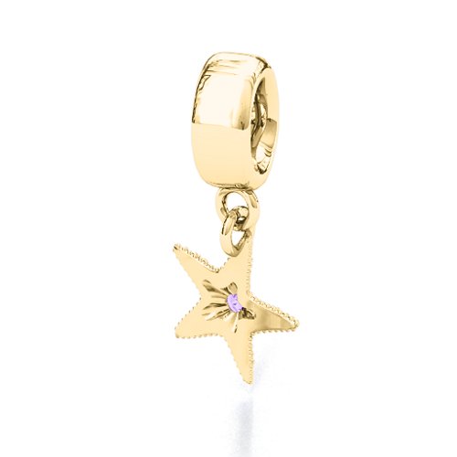 Starfish Bracelet Charm – 9kt Yellow Gold with Amethyst