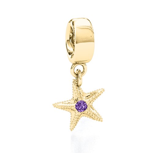 Starfish Bracelet Charm – 9kt Yellow Gold with Amethyst